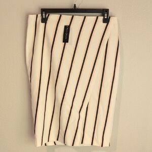 White House Black Market Cream and Black Striped Pencil Skirt